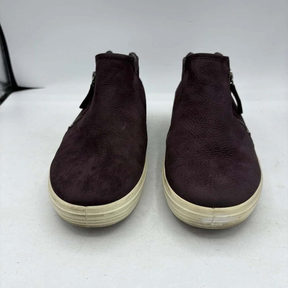 Ecco Sneaker Boot Womens Size 9 Soft 7 Zip Bootie Burgundy Purple Leather